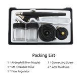 Single Action Air Brush Kit Siphon Feed 0.8mm Paint Spray Gun Air Brush with Hose 2cc Fluid Cups Spray Tool for Body Painting