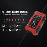 Car Battery Chargers 12V/10A 24V/5A Full Automatic Battery Chargers Maintainer Portable Trickle Chargers Battery Desulfator