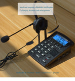 Corded Telephone Call Center Dialpad Headset Telephone with FSK and DTMF Caller ID &amp; Redial, Adjustable LCD Brightness &amp; Volume