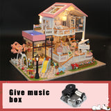 Music Doll House Diy Miniature 3D Wooden Miniaturas Dollhouse Furniture Building villa Kits Toys for Children Christmas Gifts