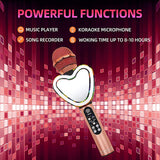 Heart Shape Bluetooth Karaoke Microphone,4 in 1 with LED Lights for KTV