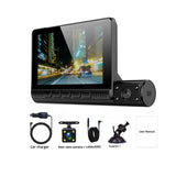 1080P Car DVR 3 Camera Lens Dashcam 1080P HD 4 Inch Touch Screen Auto Video Recorder Front Rear View 24h Vehicle Black Box