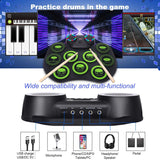 Electronic Drum Kit 9 Pads Of Roll-Up Practice Drum Set Flashing Light Bluetooth Drum Set Built-In Dual Speakers