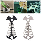 5Pcs Tent Stakes Awning Rope Tightener Fishbone Spring Deck Anchor Pegs for Hiking Outdoor