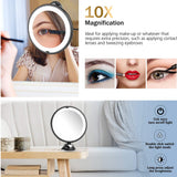 10X Magnifying Makeup Mirror With Led Light 360 Degree Rotating Cosmetic Vanity Makeup Mirror Suction Cup Bathroom Shower Mirror