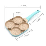 4-hole Omelet Pan Non-stick Burger Eggs Ham PanCake Maker Frying Pans Breakfast Grill wok Cooking Pot No Oil-smoke pan
