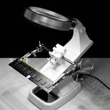 Desktop LED Magnifier Lamp Light Magnifying Glass Lens 4.5X Loupes Magnification Work Lamp Adjustable Handheld Rechargeable Red