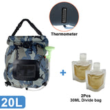 Switchable Shower Head20L Water Bags Outdoor Camping Solar Shower Bag Foldable Heating Camp Shower Hiking Climbing Bath Bag