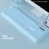 Pink Blue Gaming Keyboard Mechanical Feel Wired USB RGB Backlit Color Matching 104 Keys Keyboards for PC Home Office Gamer