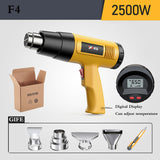 2500W 220V European Union LCD Digital Display Electric Heat Gun Hair Dryer Heat Gun Welding Shrink Packaging Heat Tool