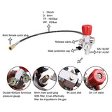 PCP Tank Dual Gauge Charging Valve Air Filling Station Refill Adapter With 400 Bar 6000 Psi Gauge 50Cm Hose