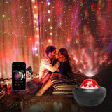 LED Galaxy Projector Ocean Wave LED Night Light Music Player Remote Star Rotating Night Light Luminaria For kid Bedroom Lamp