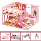 DIY Doll House Wooden Doll Houses Miniature Dollhouse Furniture Kit Toys Casa for Children Christmas Gift  L026