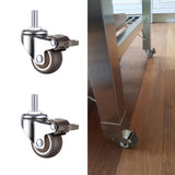 4Pcs Furniture Caster Wheels No Noise Swivel Soft Rubber Rollers with Thread Stem for Office Chair Cart Trolley Workbench 1inch