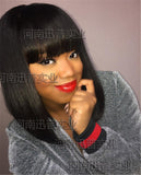Bob head wig women black short straight hair bob head chemical fiber wig