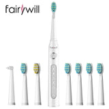 Fairywill Electric Sonic Toothbrush FW-507 USB Charge Waterproof Rechargeable Electronic Tooth 8 Brushes Replacement Heads Adult