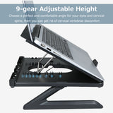 OImaster Laptop Stand Folding Laptop Bracket Anti-slip Laptop Cooling Stand Stable Structure with Detachable Cooling Fan