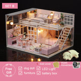 DIY Doll House Wooden Doll Houses Miniature Dollhouse Furniture Kit Toys Casa for Children Christmas Gift  L026