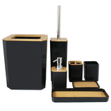 7 Pcs Bamboo Bathroom Accessories Set Toothbrush Holder Soap Dish Dispenser Toilet Brush Container Trash Can Bath Decoration