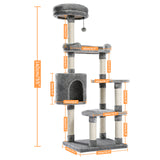 Pet Cat Climbing Tree Cat Condo Kitty Tower with Scratching Post Hammock Bed Multi Level Cat Climbing Activity Tree for Cats