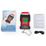 50Kg/5g Full Waterproof Hanging Scale Portable Fish Hook Electronic Weighting Luggage Scale LCD Digital Scale with 1.5m Ruler