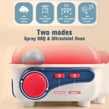Kitchen Pretend Toys Kitchen Play Toys BBQ Grill Simulation Spray Cooking Oven with Food Accessories Gift for Kids Girls Boys
