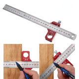 Woodworking Angle Ruler Metal Steel Ruler 45 90 Degrees Angle Line Scriber Wood Measuring Scribe Tool