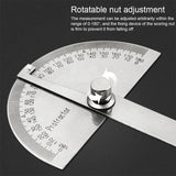 Stainless Steel Round Head 180 degree Protractor Angle Finder Rotary Measuring Ruler Machinist Tool 10cm  Ruler