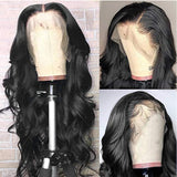 Front Lace Wig Ladies Long Curly Hair Mid Part Black Synthetic Fiber Headgear