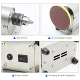 90W Grinder 7-level Adjustable Speed Sanding Polisher Machine Mill Benchtop Polisher with 20pc Sandpaper 4500-9000 RPM EU Sander