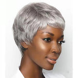 Chemical fiber wig women's short hair silver gray chemical fiber headgear pixie wig