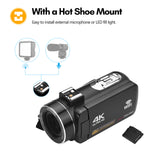 4K Digital Video Camera WiFi Camcorder DV Recorder 56MP 18X Digital Zoom Supports Face Detection IR Night Vision Anti-shake