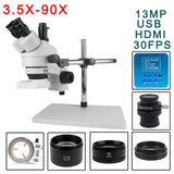 38MP HDMI-Compatible USB Microscopio Camera 3.5X-90X Simul-Focal Trinocular Stereo Microscope Soldering PCB Jewelry Repair Kit