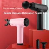 Mini Massage Gun Deep Muscle Vibration Relief Pain Relax Fitness Equipment Noise Reduction Design 4 Massage Heads Massager X104T