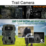 16MP 1080P Photo Video Taking Camera Outdoor Huntings Animal Observation House Monitoring Camera IP54 Waterproof 12 Languages