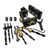 3 In 1 Woodworking Dowel Jig Set, Drill Guide Dowelling Jig Master Kit Pocket Hole Jig Drill Locator W/ 6/8/10/15mm Drilling Bit