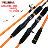 FELENHAI Jigging Casting Fishing Sea Ocean Rod 1.55 1.65 1.7 1.8m 30T Carbon Fiber Lure 50g 80g 200g Saltwater Boat Jigger Pole