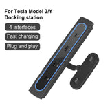 27W Quick Charger Intelligent Docking Station USB Shunt Hub Decoration Accessories Fit for Tesla Model 3 Model Y 2021