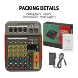4-channel Mixer Aux Effec Mixer with XLR Output DJ Mix 48V Phantom Power for Professional Studios and Music Lovers