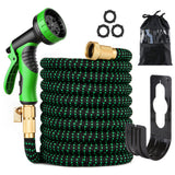 25ft Expandable Garden Hose with 9 Nozzle Flexible Strong Water Hose with 3/4 Inch Solid Brass Connector and Double Latex Core