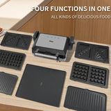 4 In 1 Household Multipurpose Waffle Maker Sandwich Machine BBQ Barbecue Non-stick Baking Tray 1200W High Power Factory Dropship
