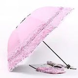 Lace Women Rain Umbrella Sun Paraguas mujer Black Parasol Folding Princess guarda chuva invertido UV Protection Decoration