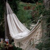 200cm * 150cm Hammock Boho Style Brazilian Macrame  Fringed Deluxe Double Hammock Net  Chair Indoor Hanging Swing Home Decor