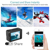 4K / 60Fps WIFI Action Camera 170 degree Wideangle EIS Underwater Waterproof Camera Helmet Go Sports Pro Vlog Camera