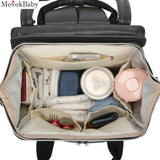PU Leather Mommy Backpack Portable Large Capacity Diaper Bag Changing Maternity Bag Foldable Travel Bed For Mom Baby Outdoor