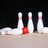 2 Sets Large Size Wooden Skittle Ball Indoor Bowling Game With 6 Bowling Pins Sports Toys For Kids