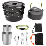 Outdoor Camping Teapot Pot Hiking Picnic Teapot Set Portable Cookware Combination Aluminum Tableware with Tea Cup