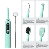 Household Electric Dental Calculus Remover Plaque Remover Tool Kit with Replacement Heads Mouth Mirror Personal Care