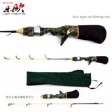 Winter Ice Fishing 50cm 60cm Camouflage Gun Type Ice Fishing Rod Super Soft Strong Mini Shrimp Fishing Rod for Boat Sea Fishing