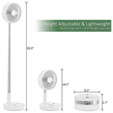 Portable Standing Fan with Remote Controller,Foldaway Floor Fan, Telescopic Pedestal Fans for Personal Bedroom Office